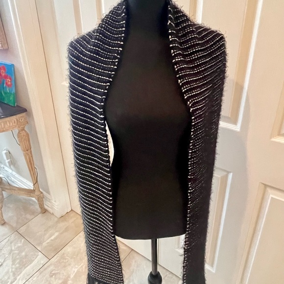 Four Buttons Accessories - Gorgeous Black and Silver scarf. Can be work as a shawl as well